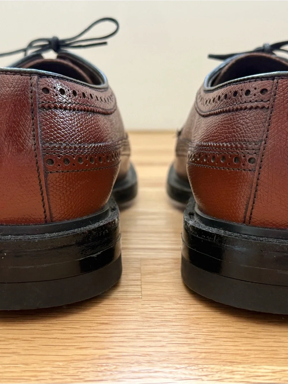 Men’s 10 3E STAFFORD Brown Leather Wingtip Derby Blucher Dress Shoes USA Made!